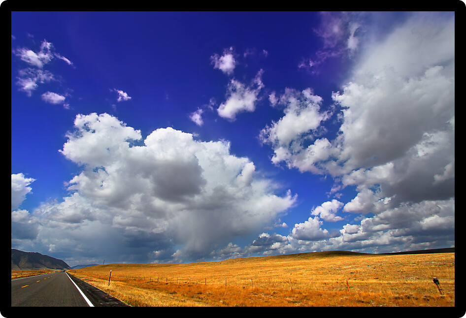 Wyoming country road scenery on a beautiful summer day in Albany County.