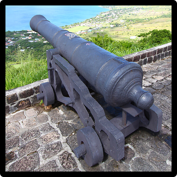 Cannon at Brimstone Hill Fortress National Park on Saint Kitts.