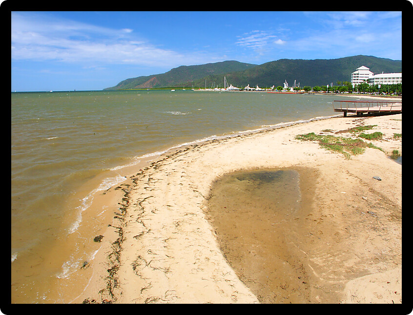 Beach along the tropical city of Cairns Queensland Australia.