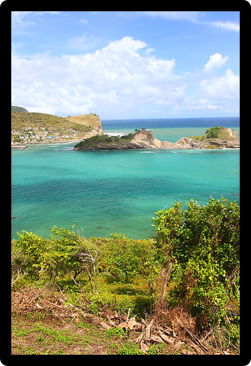 Picturesque view of Dennery Bay on the Caribbean island of Saint Lucia.