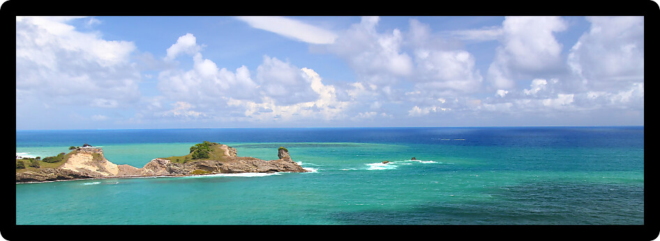 Panoramic view of Dennery Bay on the Caribbean island of Saint Lucia.