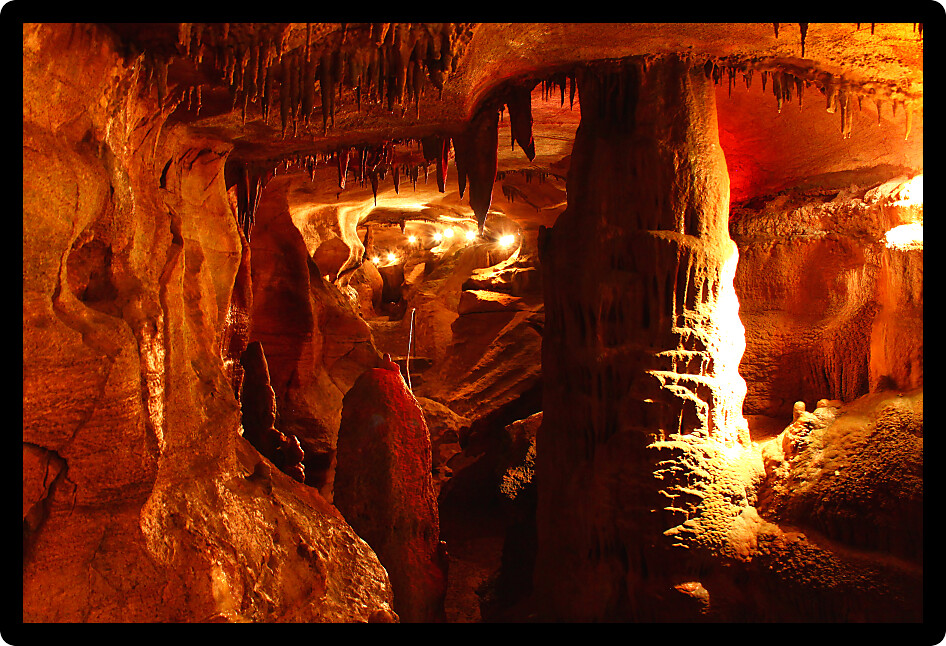 Spectacular cave formations of Rickwood Caverns in Alabama.