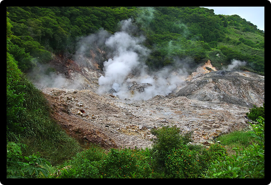 View of the Sulphur Springs Drive-in Volcano near Soufriere in Saint Lucia.