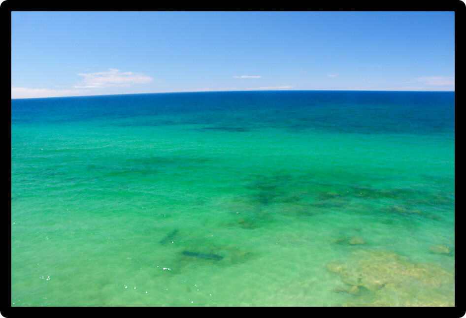 The turquoise waters of Lake Superior at Pictured Rocks National Lakeshore.