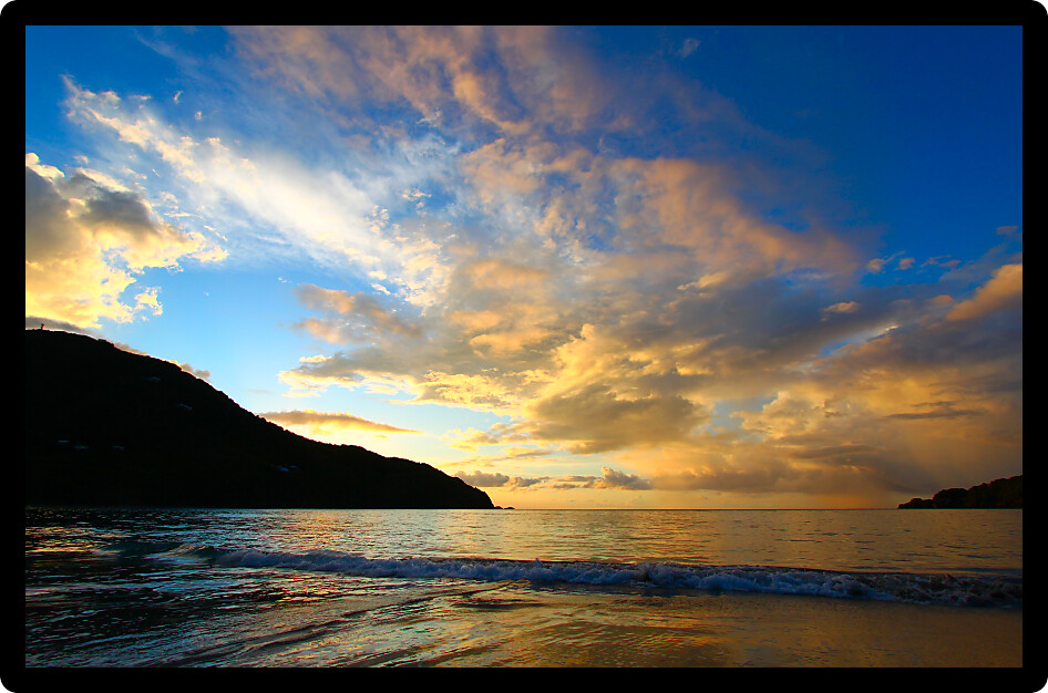 Evening sets in over Brewers Bay on Tortola in British Virgin Islands.