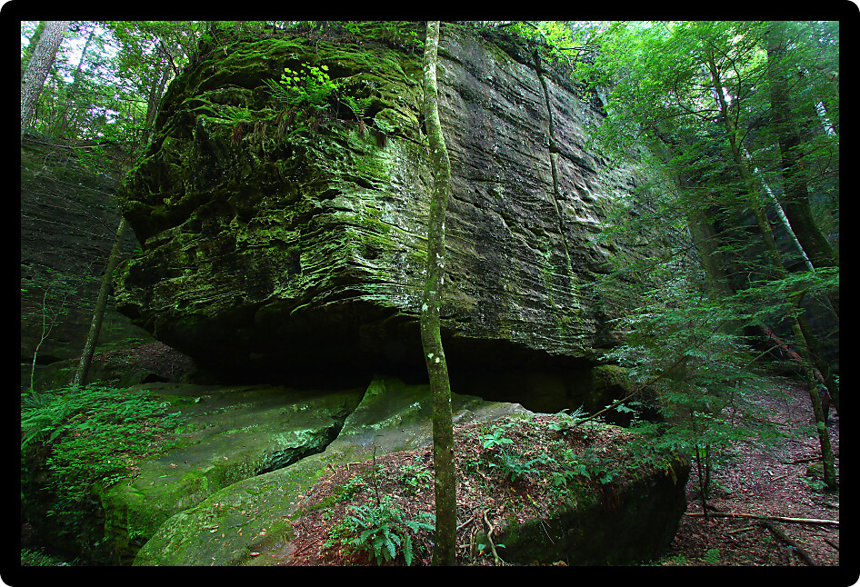 Giant boulder sits firmly in a canyon of northern Alabama.