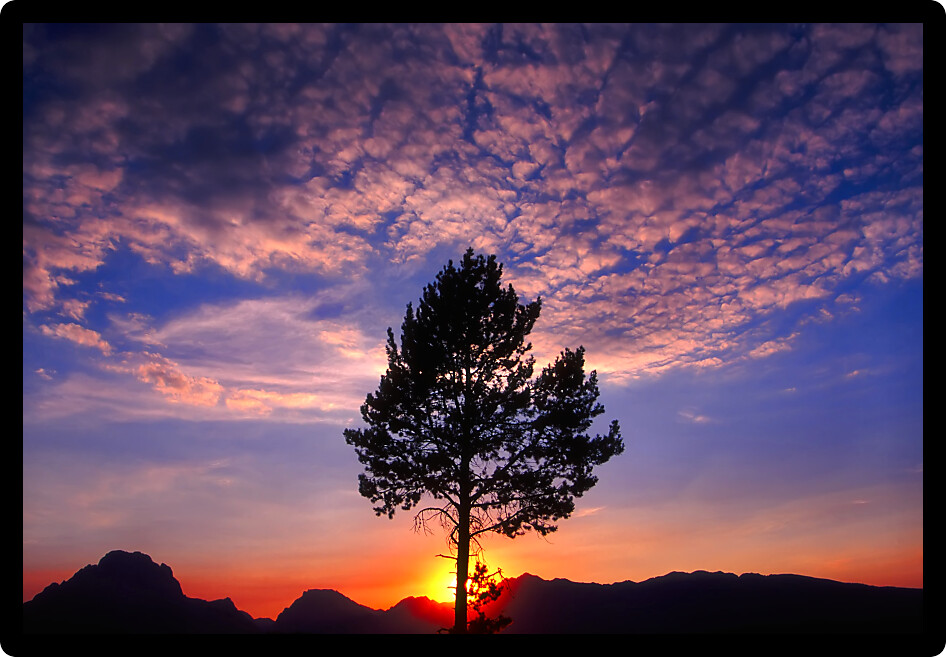 Magnificent sunset over the Grand Tetons in northwest Wyoming.