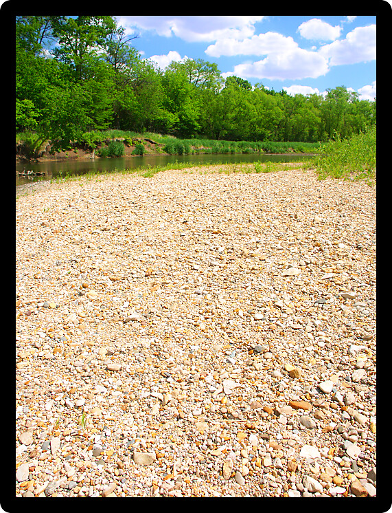 Kishwaukee River winds through northern Illinois on a sunny summer day.