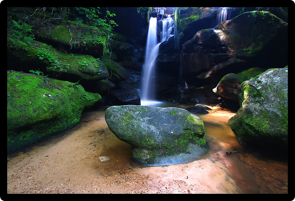 Beautiful waterfall in a rocky canyon of northern Alabama.