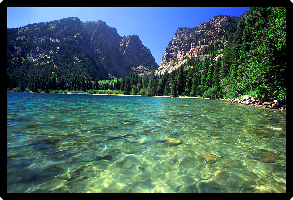 Beautiful day at Phelps Lake in Grand Teton National Park Wyoming.