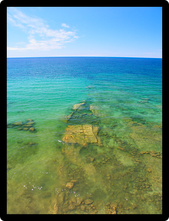 Turquoise waters of Lake Superior at Pictured Rocks National Lakeshore.
