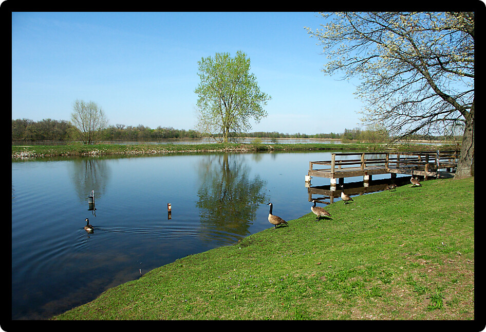 Sunny day at Willow Slough Fish and Wildlife Area in Indiana.