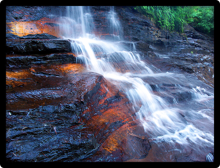Tranquil waterfall in the Blue Mountains of New South Wales in Australia.