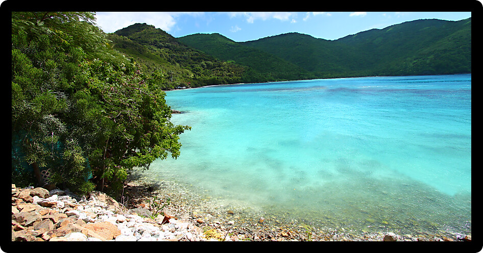 Beautiful sunny day at Brewers Bay on Tortola British Virgin Islands.