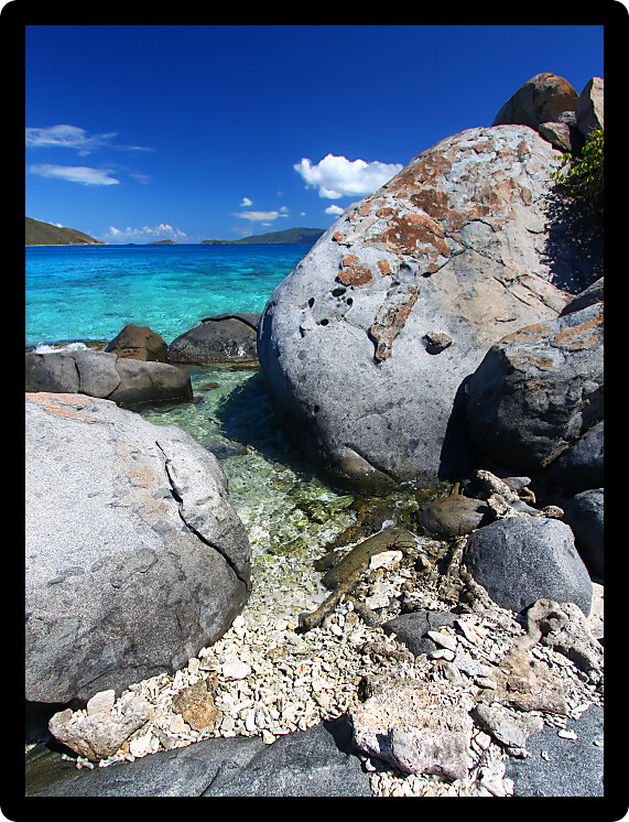 Huge boulders dot the coastline of the British Virgin Islands.