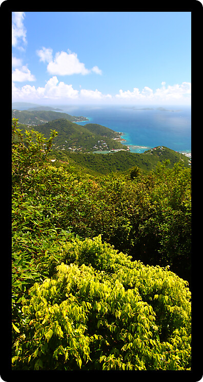 Panoramic view of Tortola from Sage Mountain National Park British Virgin Islands.