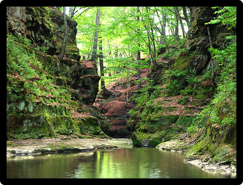 Slot canyon running through Pewits Nest State Natural Area near the Wisconsin Dells.