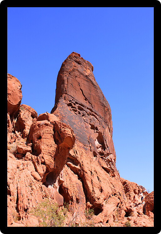 Huge red rock pinnacle at Valley of Fire State Park in Nevada.