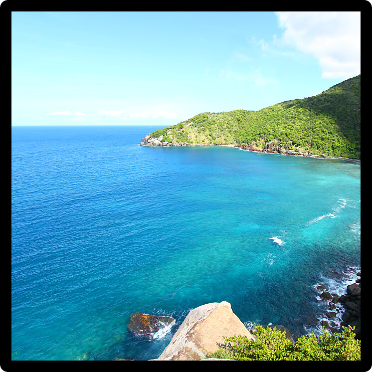 Caribbean scenery of beautiful Shark Bay National Park on Tortola BVI.