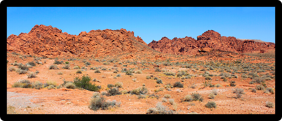 Panoramic view of the desert at Valley of Fire State Park in Nevada.