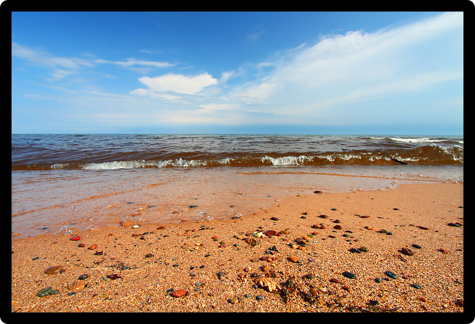 Smoothed stones along the beautiful shoreline of Lake Superior in the Upper Peninsula of Michigan.