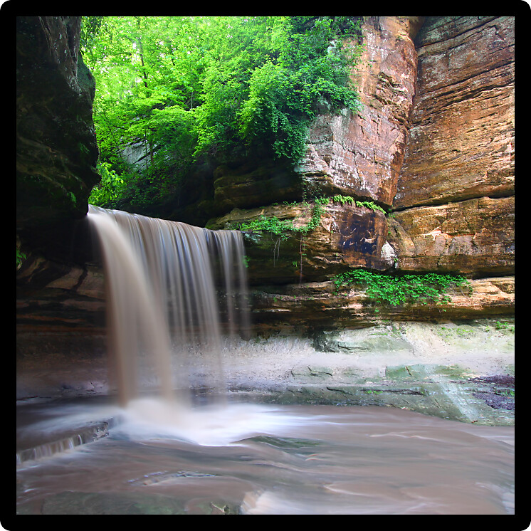 Spring rains create a beautiful scene at Lasalle Falls of Starved Rock State Park in central Illinois.