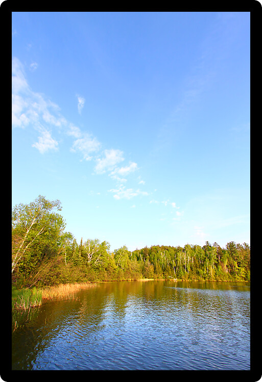 Evening view of Sweeney Lake in the beautiful northwoods of Wisconsin.