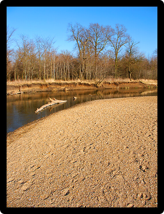 Kishwaukee River winds through northern Illinois on a sunny autumn day.