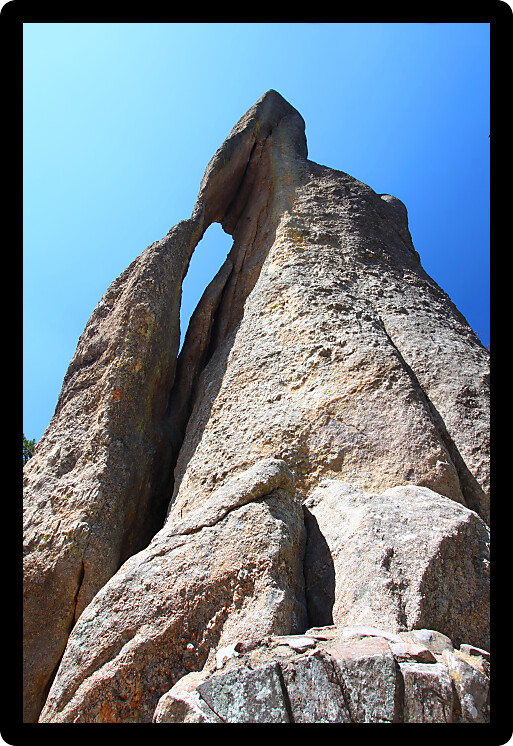 Needles Eye rock formation in Custer State Park of South Dakota.
