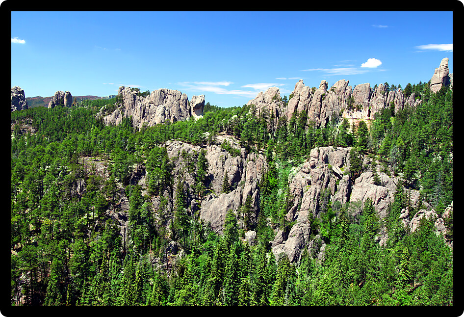 Needles rock formations of Custer State Park in western South Dakota.