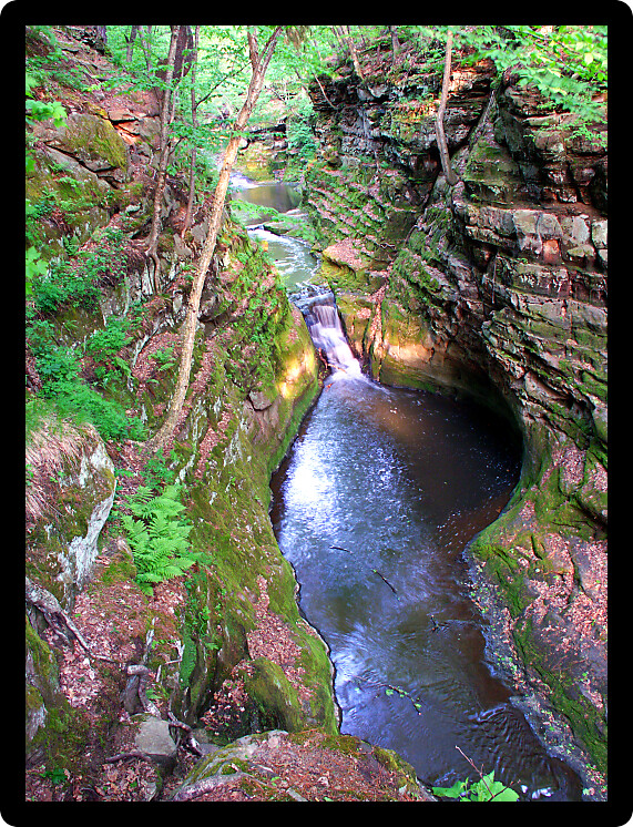 Waterfall running through Pewits Nest State Natural Area near the Wisconsin Dells.