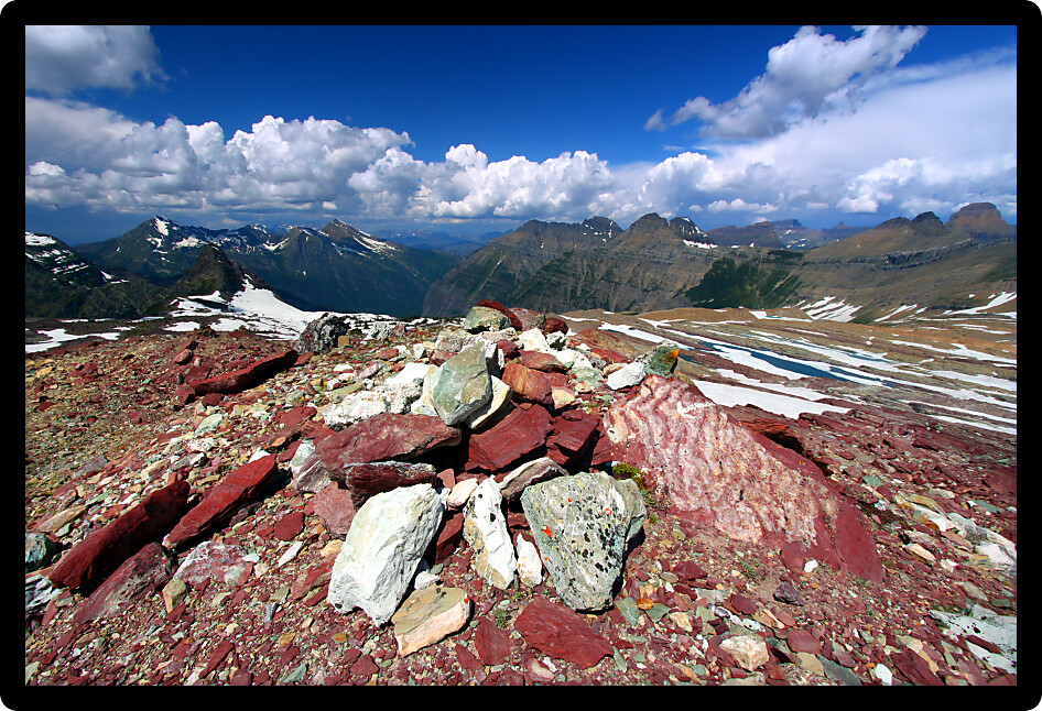 Magnificent scenery near Sperry Glacier in the mountains of Glacier National Park USA.