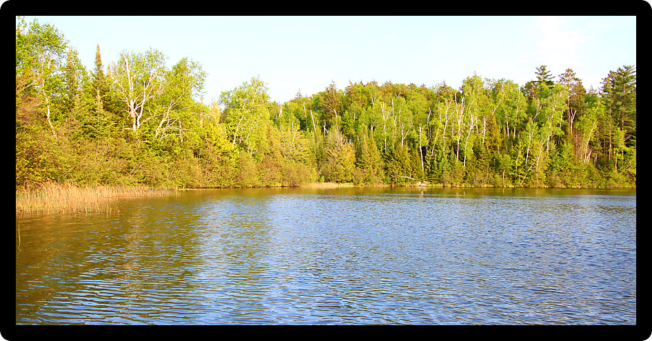 Evening view of Sweeney Lake in the beautiful northwoods of Wisconsin.
