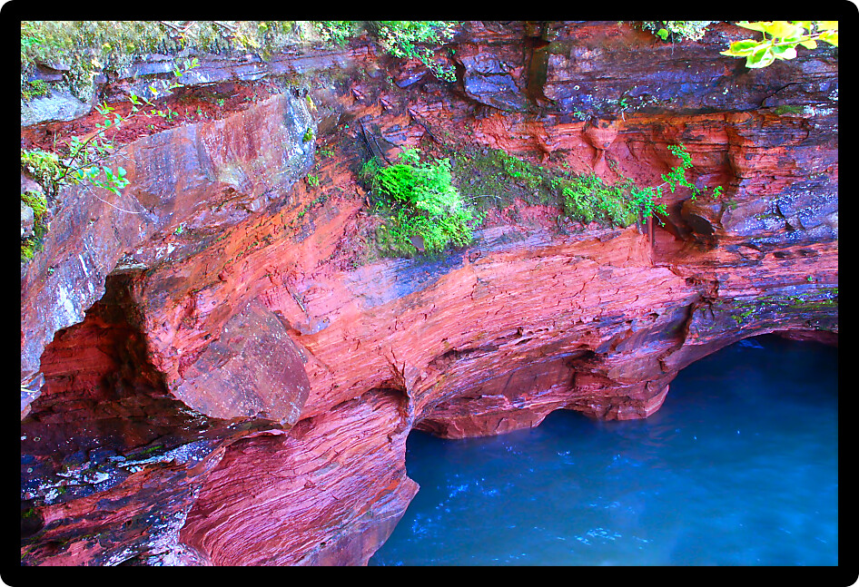 Cliffs along the shores of Wisconsin at Apostle Island National Lakeshore.