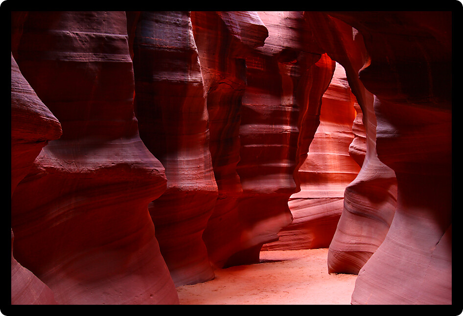Soft light illuminates Antelope Canyon in southwest United States.