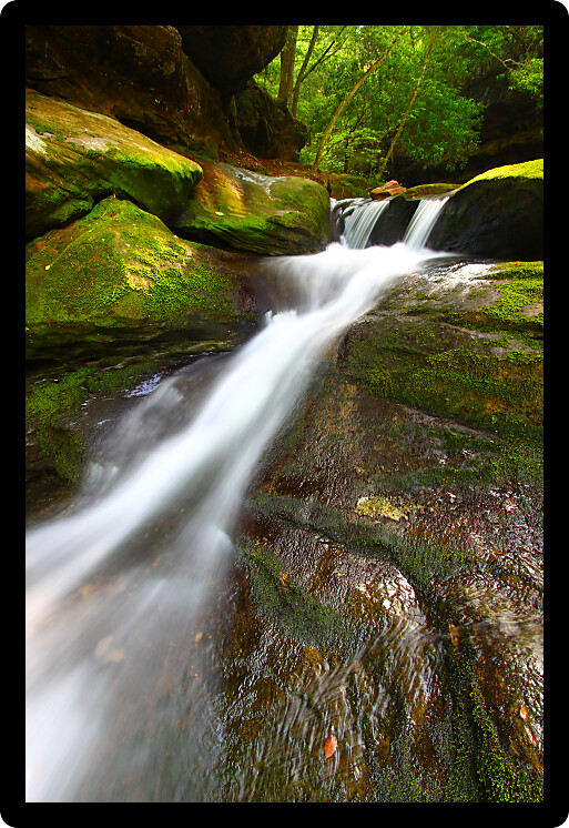 Beautiful view of Lower Caney Creek Falls in the Bankhead National Forest of Alabama.