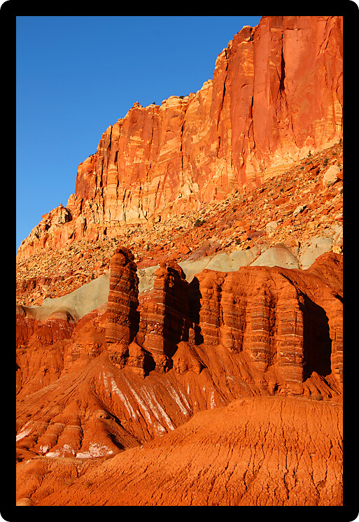 Cliffs of red rock at Capitol Reef National Park in Utah.