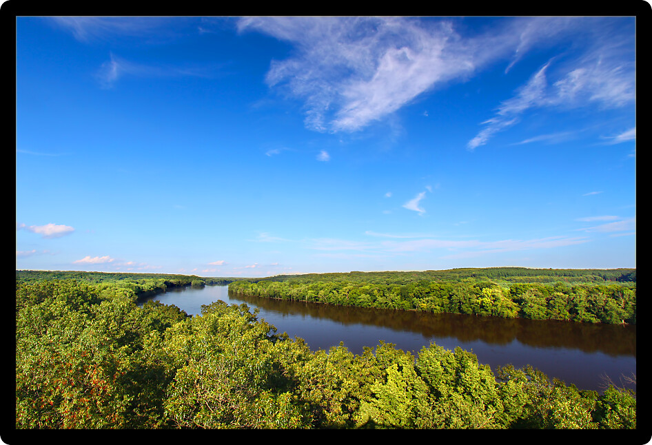 Beautiful Rock River Valley from Castle Rock State Park in northern Illinois.