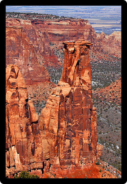 Rock monolith towering over the Monument Canyon at Colorado National Monument.