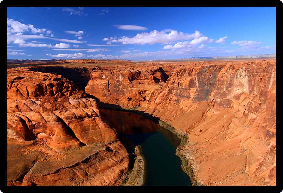 Colorado River cuts a deep canyon through the rocky lands of Arizona.