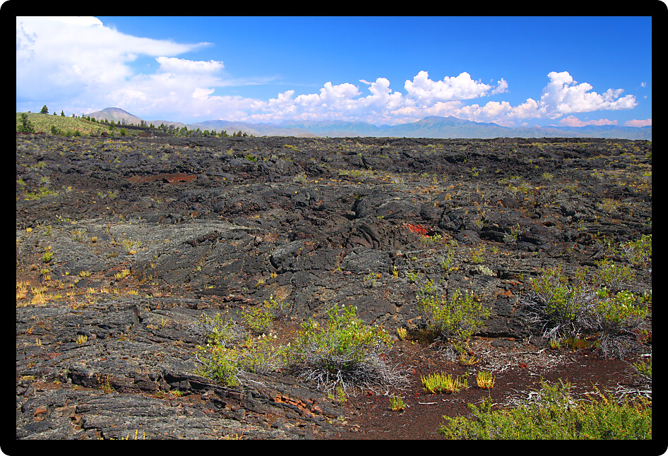 Otherworldly volcanic landscape at Craters of the Moon National Monument of Idaho.