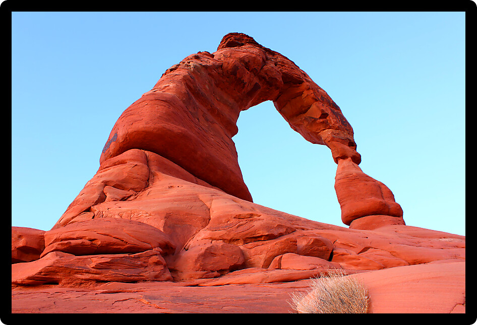Delicate Arch at twilight in Arches National Park Utah.