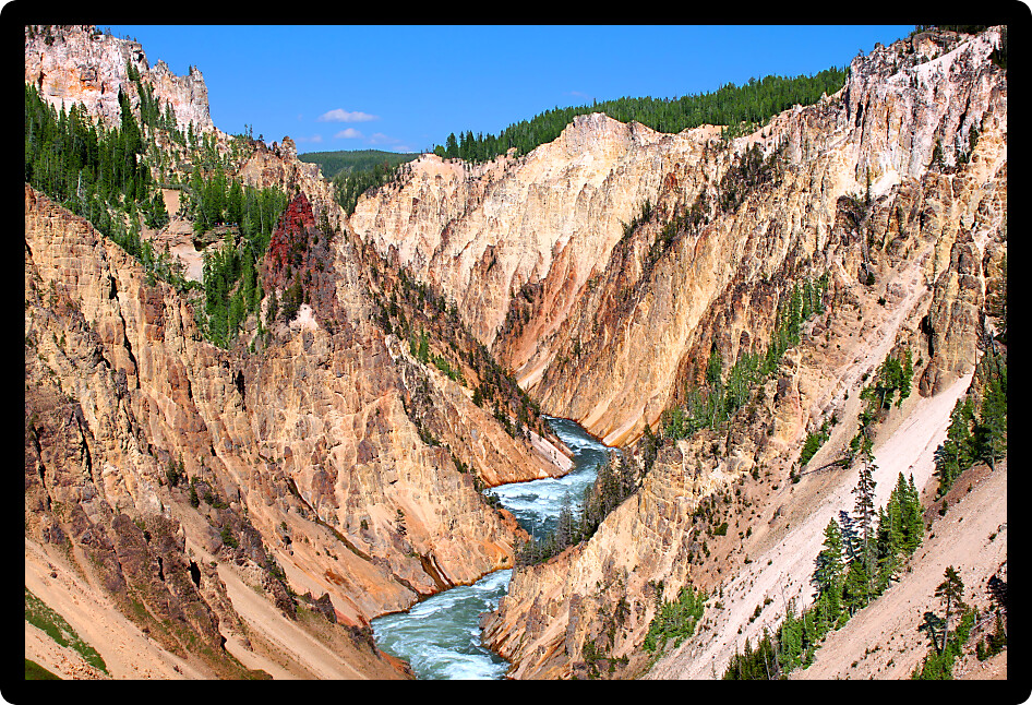 Amazing Grand Canyon of the Yellowstone River on a beautiful summer day.