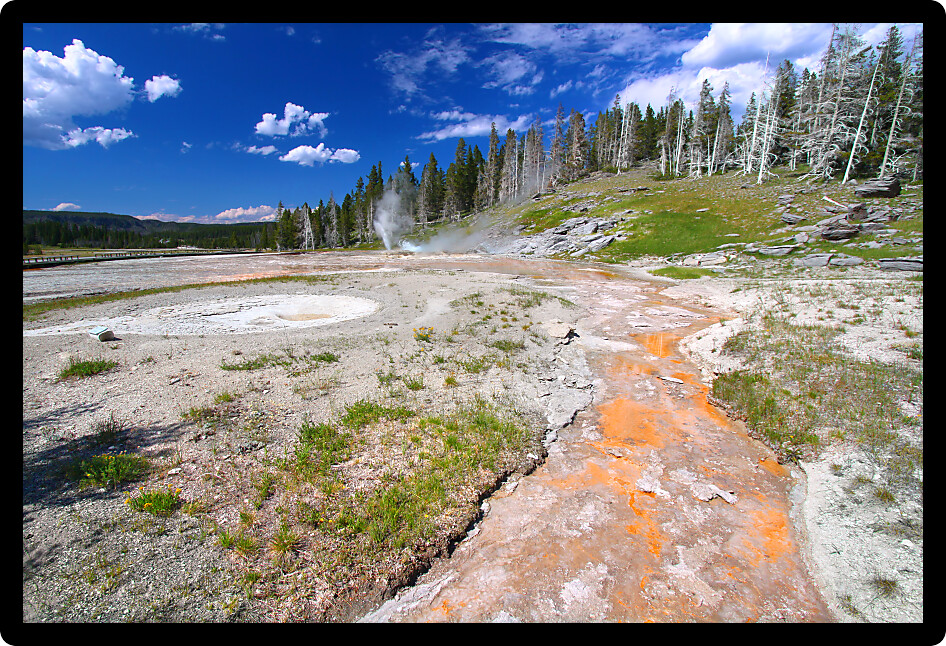 Geothermal features near Grand Geyser of Yellowstone National Park.