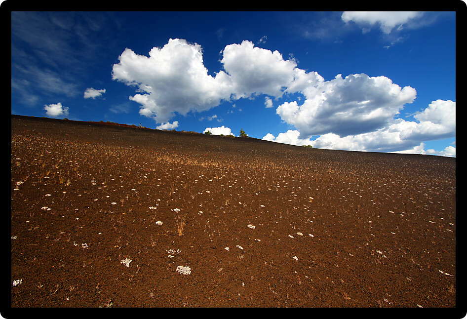 Volcanic rock blankets Inferno Cone at Craters of the Moon National Monument in Idaho.