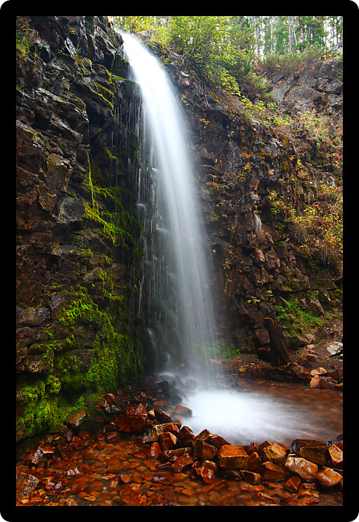 Lower Memorial Falls in the Lewis and Clark National Forest of Montana.