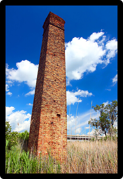Remains of an old brick tower at Keepataw Forest Preserve of Illinois.