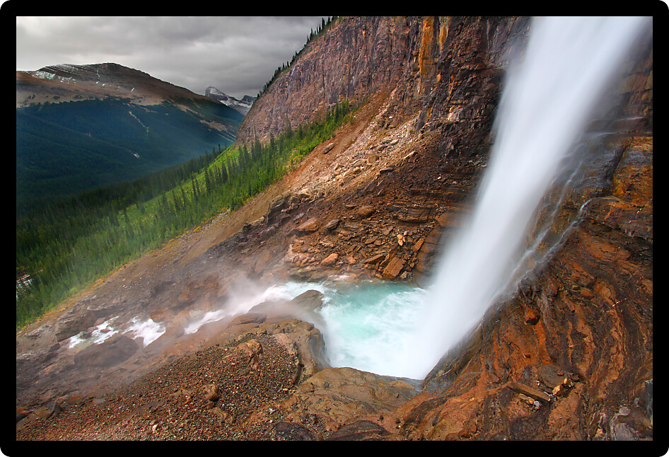 Wilderness view from Twin Falls of Yoho National Park Canadian Rockies.