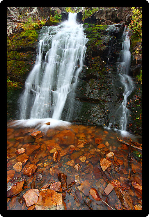 Upper Memorial Falls in the Lewis and Clark National Forest of Montana.
