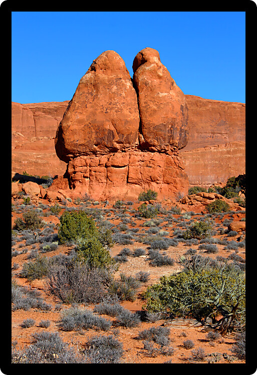 Interesting rock formations at Arches National Park of Utah.